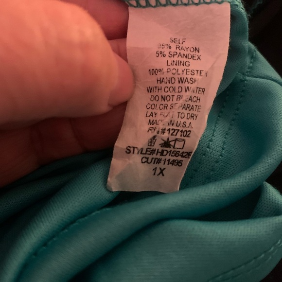 ModCloth Pink Owl Apparel Teal and Navy Striped Color Block Dress 1X - Picture 9 of 9